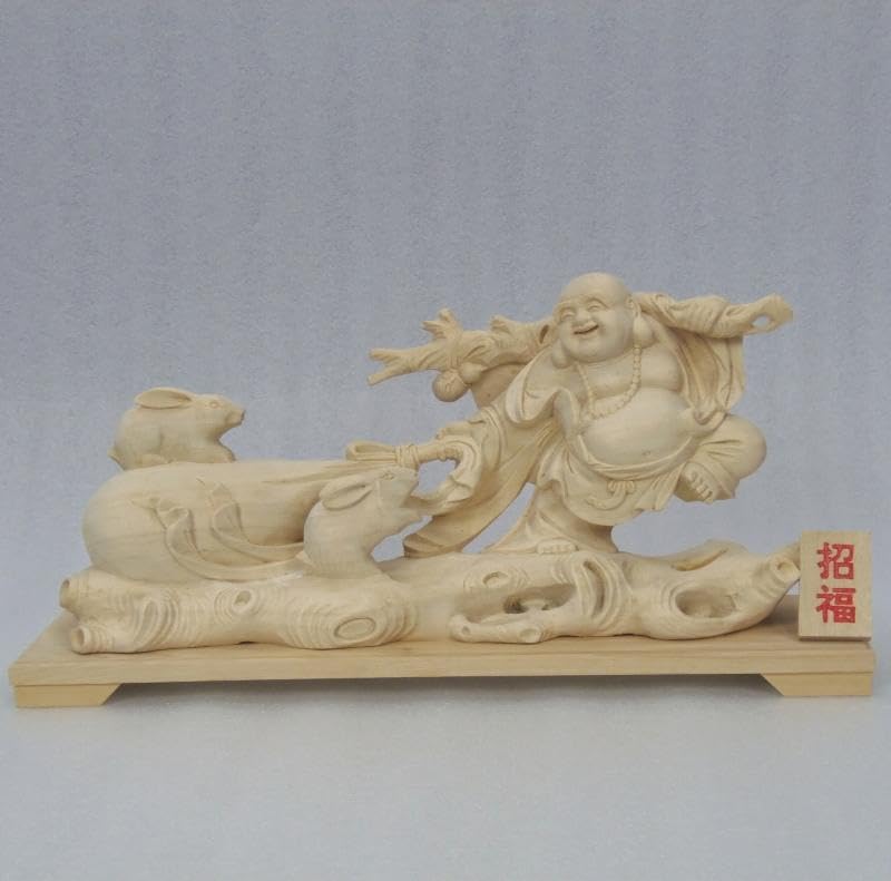 お盆お彼岸大特価中　縁起物 七福神★楠材 布袋とうさぎ★福徳円満 子孫繁栄 Amazon.co.jp: 縁起物 七福神楠材 布袋とうさぎ福徳円満 子孫